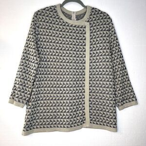 Castlebrook Vintage Geometric Print Knit Asymmetrical Front Sweater size 20